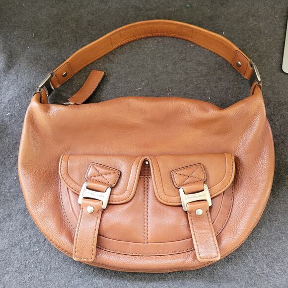 Michael Kors Brown Pebbled Leather Shoulder Bag Hobo Tote - Picture 1 of 12